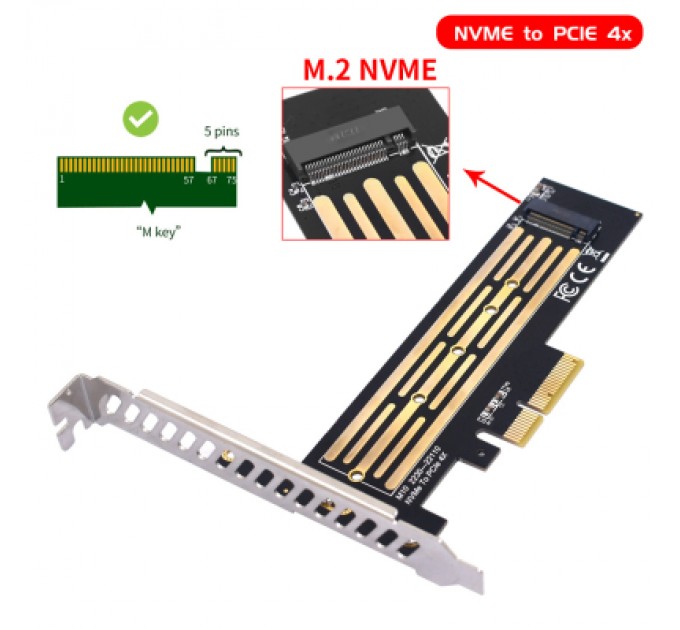 Dynamode Контролер Dynamode M.2 SSD NVMe M-Key to PCI-E 3.0 x4/ x8/ x16, full profile br (PCI-Ex4- M.2 M-key)