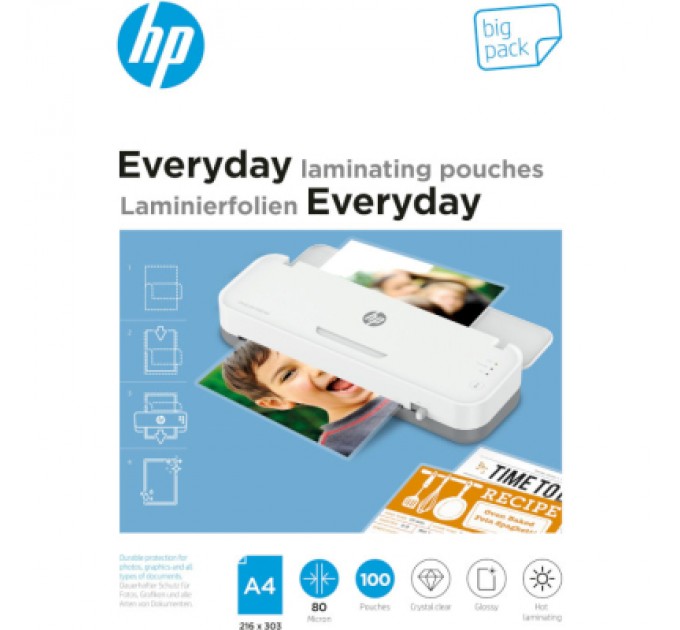 HP Плівка для ламінування HP Everyday Laminating Pouches, A4, 80 Mic, 216 x 303, 100 pcs (9154) (838140)