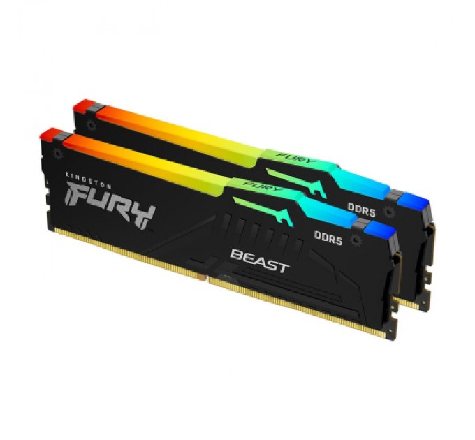 Kingston Fury (ex.HyperX) Модуль пам'яті для комп'ютера DDR5 32GB (2x16GB) 5200 MHz Beast RGB AM5 Black Kingston Fury (ex.HyperX) (KF552C36BBEAK2-32)