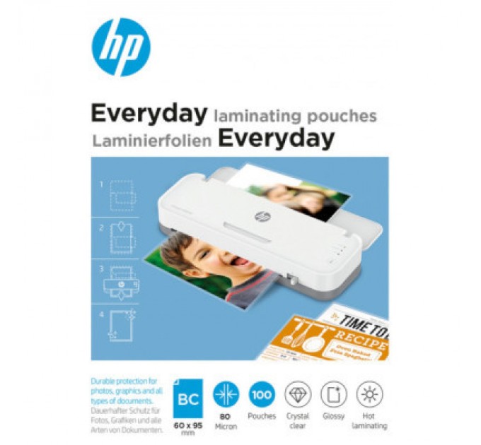 HP Плівка для ламінування HP Everyday Laminating Pouches, Business Card Size, 80 Mic, 60 x 95, 100 pcs (9157) (838143)