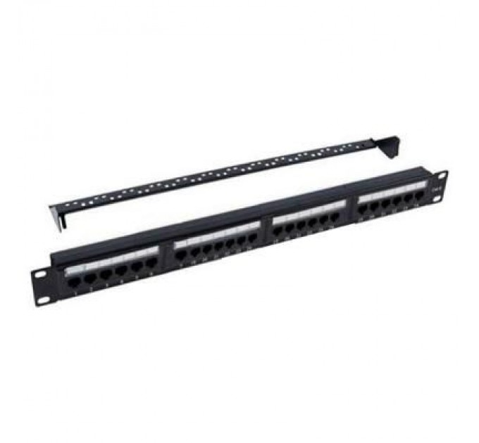 Kingda Патч-панель 19" 24xRJ-45 UTP cat.5e, 1U, with cable organizer Kingda (KD-PP07-UTP-C5e-24P)