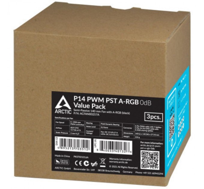 Arctic Кулер до корпусу Arctic P14 PWM PST A-RGB (3-fan pack ) (ACFAN00257A)