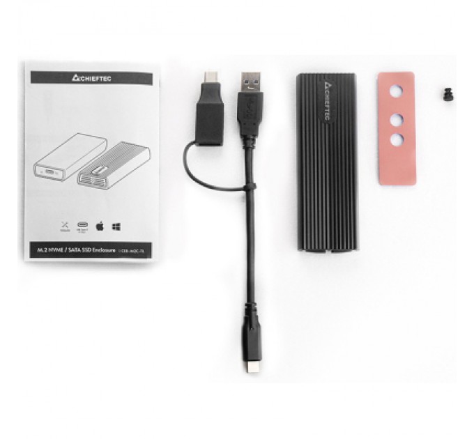 Chieftec Кишеня зовнішня Chieftec USB 3.2 Gen2 Type-C M.2 PCIe NVMe/SATA SSD (CEB-M2C-TL)