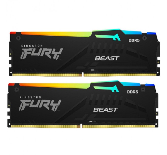 Kingston Fury (ex.HyperX) Модуль пам'яті для комп'ютера DDR5 16GB (2x8GB) 4800 MHz FURY Beast RGB Kingston Fury (ex.HyperX) (KF548C38BBAK2-16)
