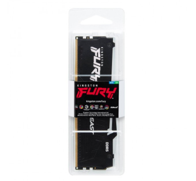 Kingston Fury (ex.HyperX) Модуль пам'яті для комп'ютера DDR5 16GB 4800 MHz FURY Beast RGB Kingston Fury (ex.HyperX) (KF548C38BBA-16)