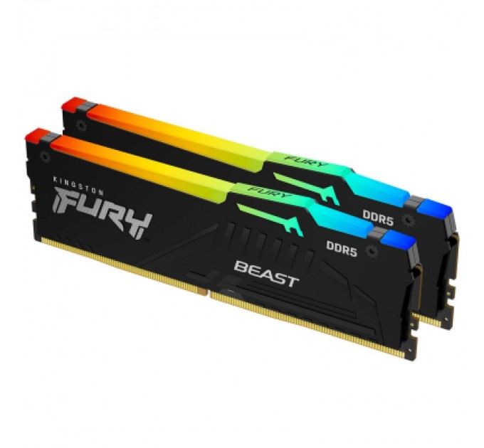 Kingston Fury (ex.HyperX) Модуль пам'яті для комп'ютера DDR5 16GB (2x8GB) 5600 MHz Beast RGB Kingston Fury (ex.HyperX) (KF556C40BBAK2-16)