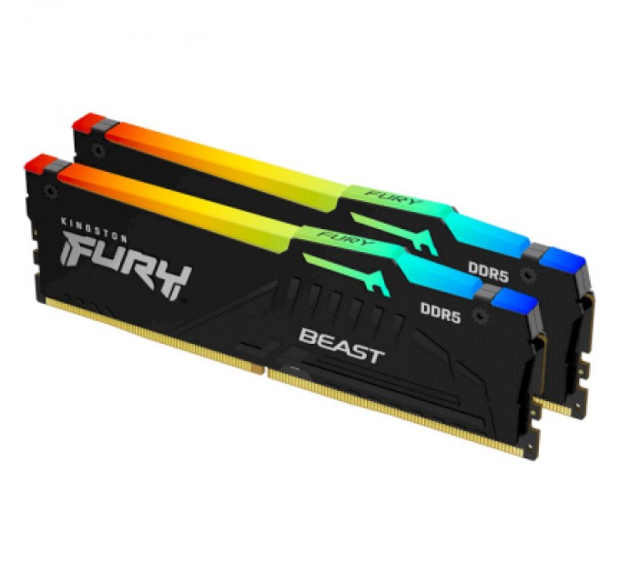 Kingston Fury (ex.HyperX) Модуль пам'яті для комп'ютера DDR5 64GB (2x32GB) 4800 MHz FURY Beast RGB Kingston Fury (ex.HyperX) (KF548C38BBAK2-64)