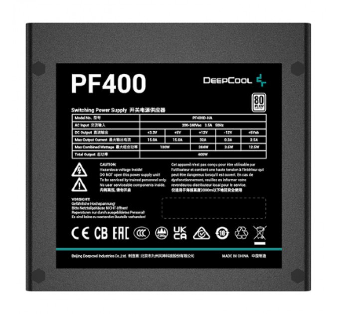 Deepcool Блок живлення Deepcool 400W PF400 (R-PF400D-HA0B-EU)