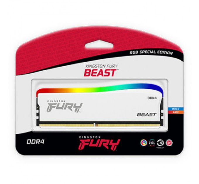 Kingston Fury (ex.HyperX) Модуль пам'яті для комп'ютера DDR4 8GB 3200 MHz Beast White RGB SE Kingston Fury (ex.HyperX) (KF432C16BWA/8)