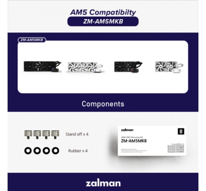Zalman Установчий комплект Zalman AM5 RESERATOR5Z24BLACK/WHITE, RESERATOR5Z36BLACK/WHI (ZM-AM5MKB)
