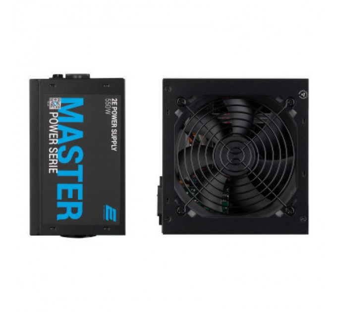 2E Блок живлення 2E MASTER POWER (550W), >80, 80+ White, 120mm, 1xMB 24pin(20+4), 1xCPU 8pin(4+4), 3xMolex, 5xSATA, (2E-MP550-120APFC)