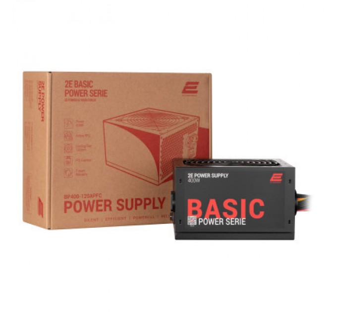 2E Блок живлення 2E BASIC POWER (400W), 80, 120mm, 1xMB 24pin(20+4), 1xCPU 8pin(4+4), 3xMolex, 4xSATA, 1xPCIe 8pin( (2E-BP400-120APFC)