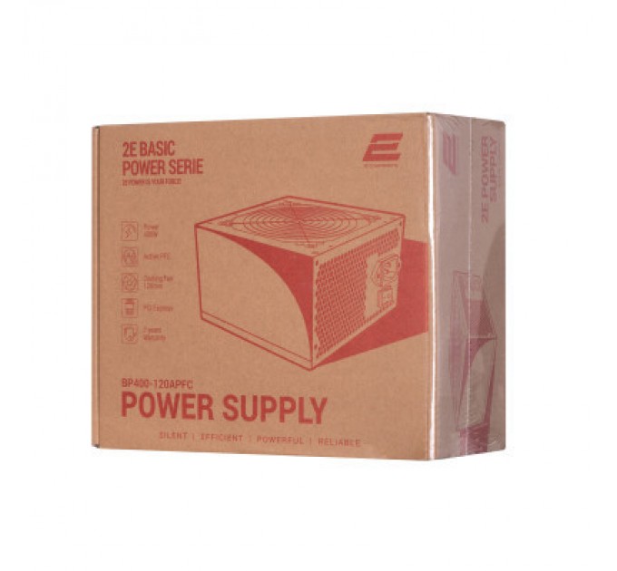 2E Блок живлення 2E BASIC POWER (400W), 80, 120mm, 1xMB 24pin(20+4), 1xCPU 8pin(4+4), 3xMolex, 4xSATA, 1xPCIe 8pin( (2E-BP400-120APFC)