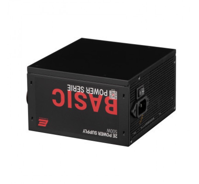 2E Блок живлення 2E BASIC POWER (500W), 80, 120mm, 1xMB 24pin(20+4), 1xCPU 8pin(4+4), 3xMolex, 4xSATA, 2xPCIe 8pin( (2E-BP500-120APFC)
