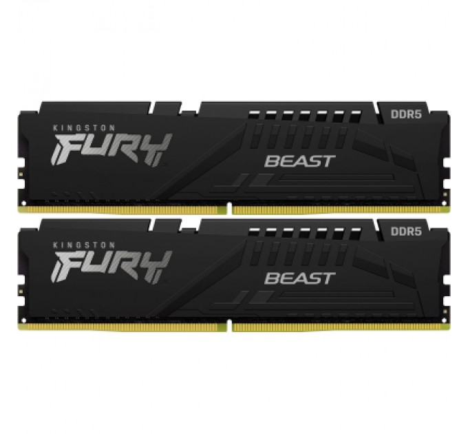 Kingston Fury (ex.HyperX) Модуль пам'яті для комп'ютера DDR5 64GB (2x32GB) 5600 MHz FURY Beast Black Kingston Fury (ex.HyperX) (KF556C40BBK2-64)