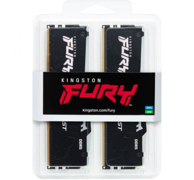 Kingston Fury (ex.HyperX) Модуль пам'яті для комп'ютера DDR5 64GB (2x32GB) 5600 MHz FURY Beast RGB Kingston Fury (ex.HyperX) (KF556C40BBAK2-64)