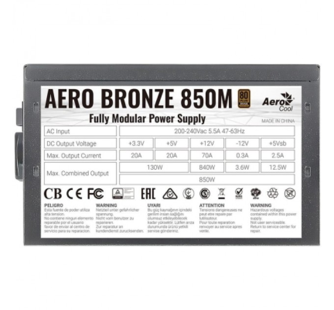 AeroCool Блок живлення AeroCool 850W Aero Bronze (ACPB-AR85AEC.1M)