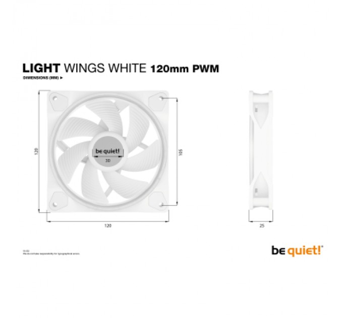 Be quiet! Кулер до корпусу Be quiet! Light Wings White 120mm PWM (BL100)