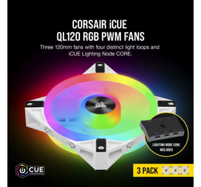 Corsair Кулер до корпусу Corsair QL Series, WHITE QL120 RGB (CO-9050104-WW)