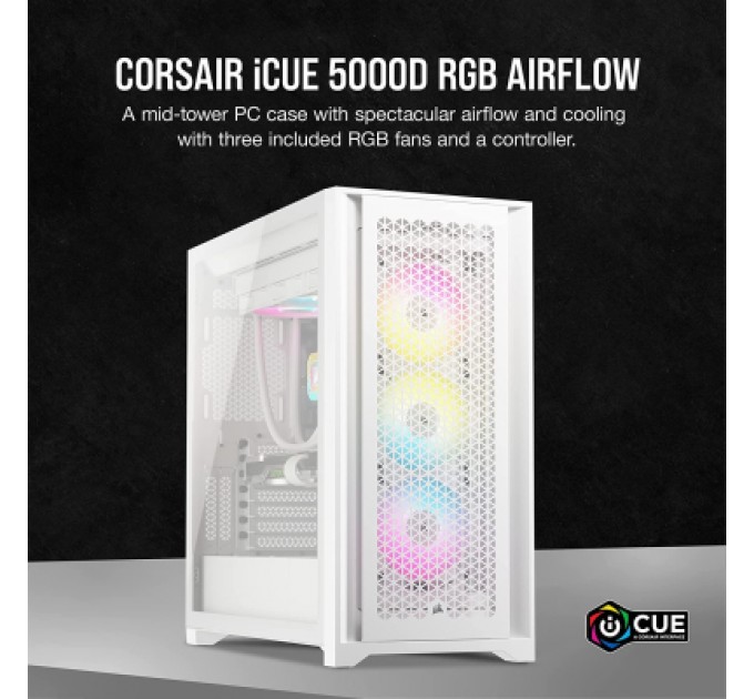 Corsair Корпус Corsair iCUE 5000D RGB AirFlow Tempered Glass White (CC-9011243-WW)