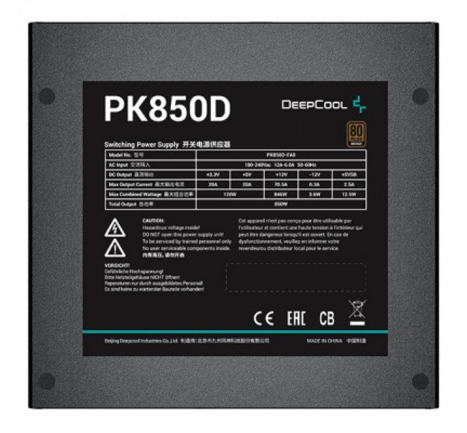 Deepcool Блок живлення Deepcool 850W PK850D (R-PK850D-FA0B-EU)