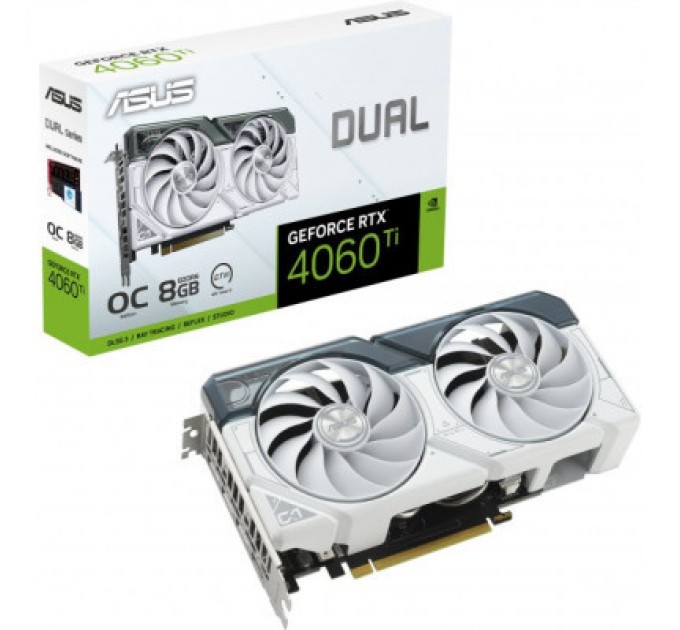 ASUS Відеокарта ASUS GeForce RTX4060Ti 8Gb DUAL OC WHITE (DUAL-RTX4060TI-O8G-WHITE)