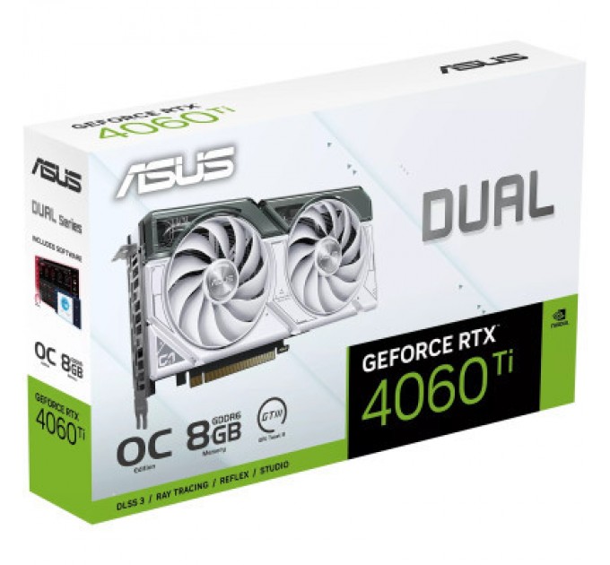 ASUS Відеокарта ASUS GeForce RTX4060Ti 8Gb DUAL OC WHITE (DUAL-RTX4060TI-O8G-WHITE)