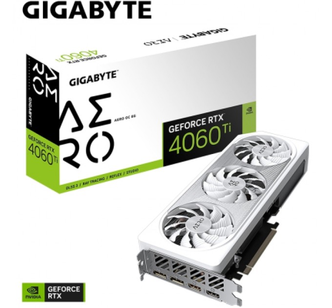 GIGABYTE Відеокарта GIGABYTE GeForce RTX4060Ti 8Gb AERO OC (GV-N406TAERO OC-8GD)
