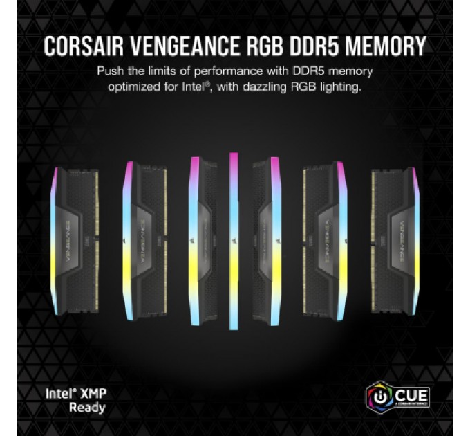 Corsair Модуль пам'яті для комп'ютера DDR5 32GB (2x16GB) 5200 MHz Vengeance RGB Corsair (CMH32GX5M2B5200C40)