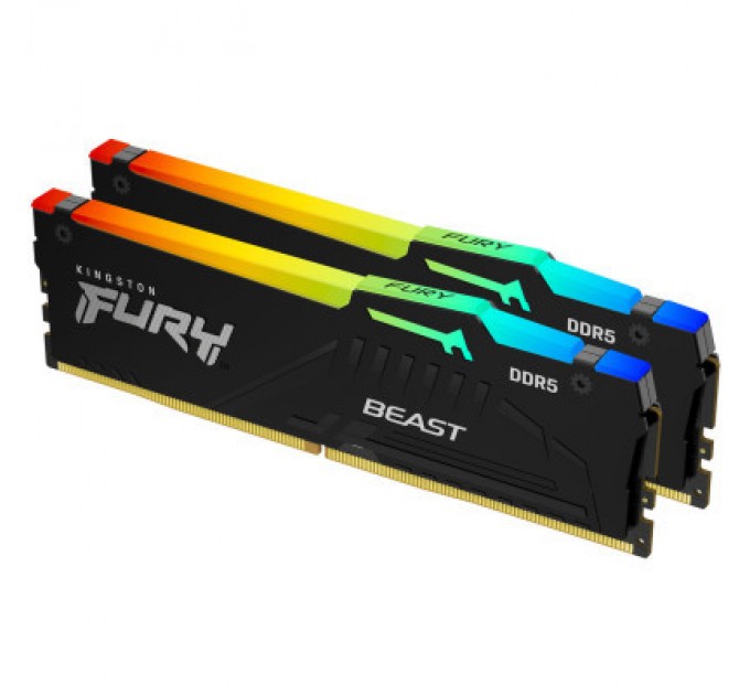 Kingston Fury (ex.HyperX) Модуль пам'яті для комп'ютера DDR5 64GB (2x32GB) 5200 MHz Beast RGB EXPO Kingston Fury (ex.HyperX) (KF552C36BBEAK2-64)