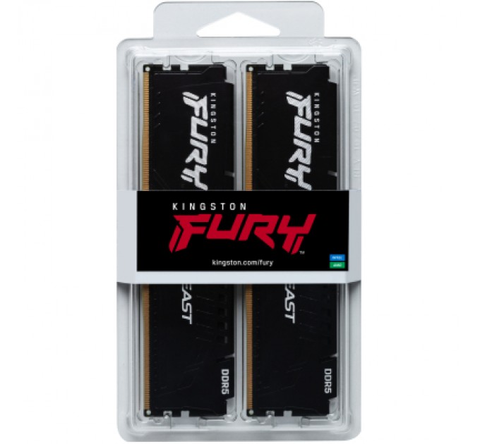 Kingston Fury (ex.HyperX) Модуль пам'яті для комп'ютера DDR5 64GB (2x32GB) 6000 MHz Beast Black XMP Kingston Fury (ex.HyperX) (KF560C40BBK2-64)