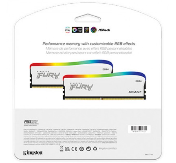 Kingston Fury (ex.HyperX) Модуль пам'яті для комп'ютера DDR4 32GB (2x16GB) 3200 MHz Beast RGB Special Edition Kingston Fury (ex.HyperX) (KF432C16BWAK2/32)
