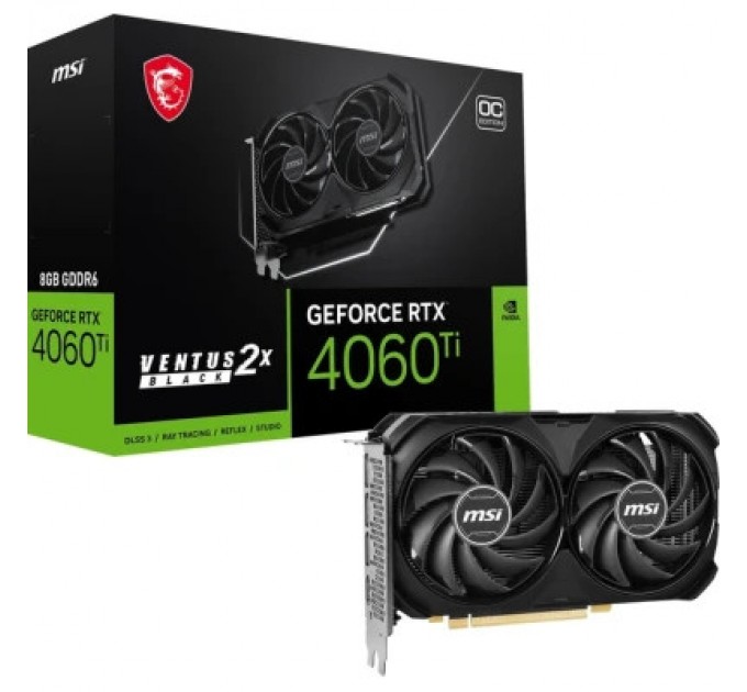 MSI Відеокарта MSI GeForce RTX4060Ti 8Gb VENTUS 2X BLACK OC (RTX 4060 Ti VENTUS 2X BLACK 8G OC)