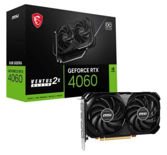 MSI Відеокарта MSI GeForce RTX4060 8Gb VENTUS 2X BLACK OC (RTX 4060 VENTUS 2X BLACK 8G OC)