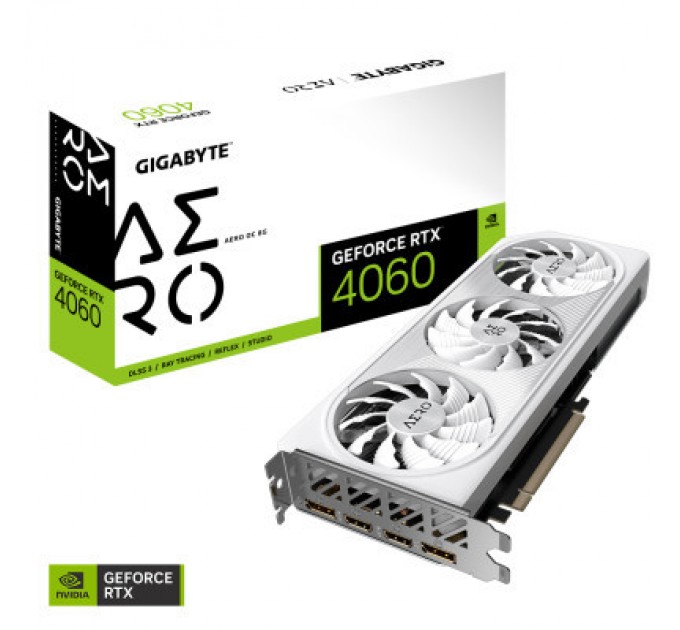 GIGABYTE Відеокарта GIGABYTE GeForce RTX4060 8Gb AERO OC (GV-N4060AERO OC-8GD)