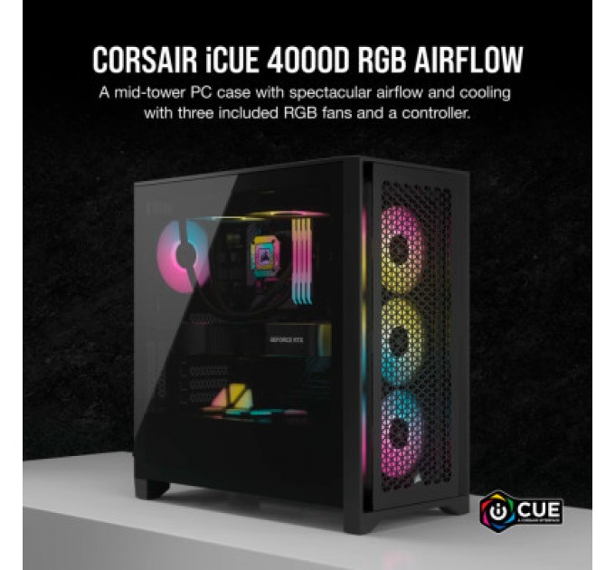 Corsair Корпус Corsair iCUE 4000D RGB Airflow Black (CC-9011240-WW)