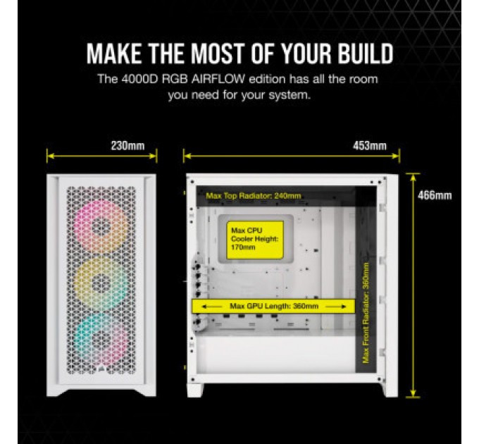 Corsair Корпус Corsair iCUE 4000D RGB Airflow White (CC-9011241-WW)