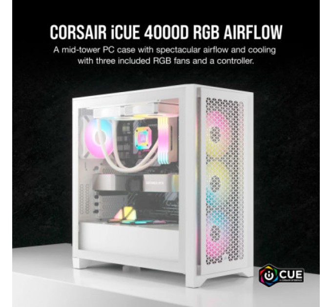 Corsair Корпус Corsair iCUE 4000D RGB Airflow White (CC-9011241-WW)