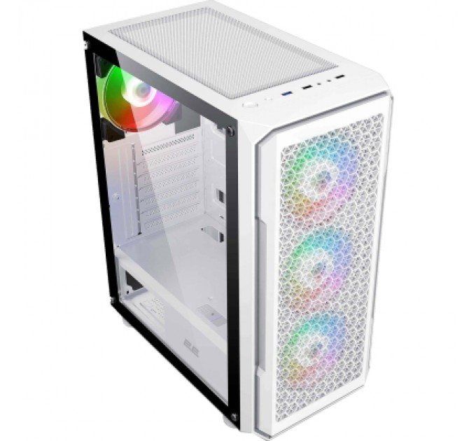 2E Корпус 2E Gaming Hexagon G338W, без БЖ, 2xUSB 3.0, 1xUSB Type-C, 1x120mm, 3x120mm ARGB, TG Side Panel, AT (2E-G338W)