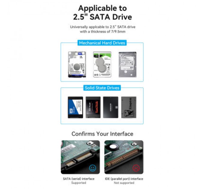 Vention Кишеня зовнішня Vention 2.5" HDD/SSD USB 3.0 Micro-B Black (KPAB0)