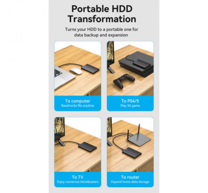 Vention Кишеня зовнішня Vention 2.5" HDD/SSD USB 3.0 Micro-B Black (KPAB0)