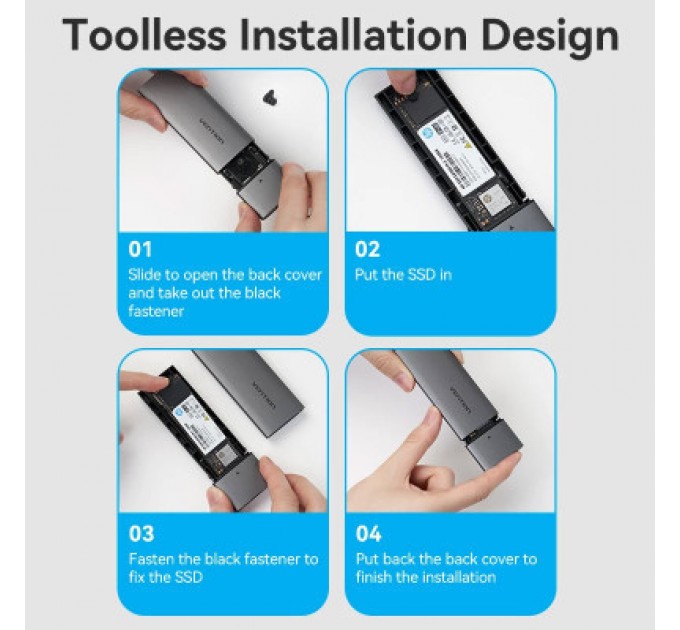 Vention Кишеня зовнішня Vention SSD M.2 (NVME) M-key USB Type-C 3.2 gray (KPGH0)