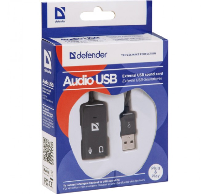 Defender Звукова плата Defender Audio USB 2х3,5mm jack (63002)