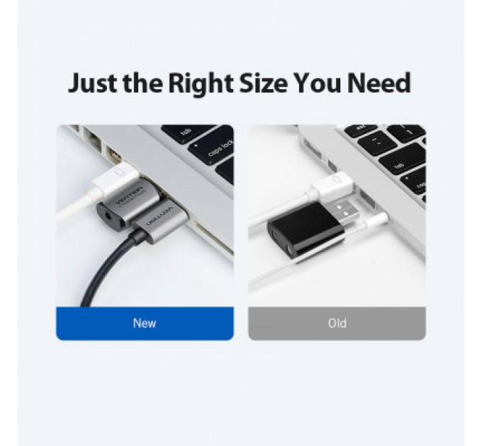 Vention Звукова плата Vention Audio USB 1х3,5mm jack 4pin Metal (OMTP-CTIA) (CDLH0)