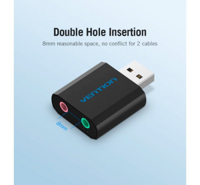 Vention Звукова плата Vention Audio USB 2х3,5mm jack Metal (VAB-S17-B)