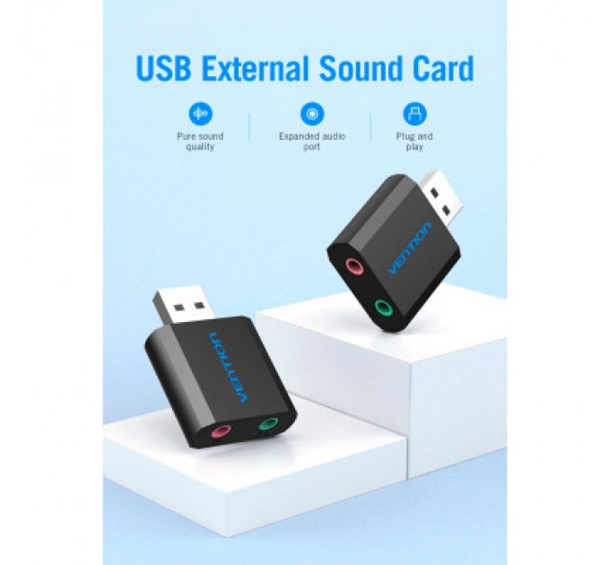 Vention Звукова плата Vention Audio USB 2х3,5mm jack Metal (VAB-S17-B)