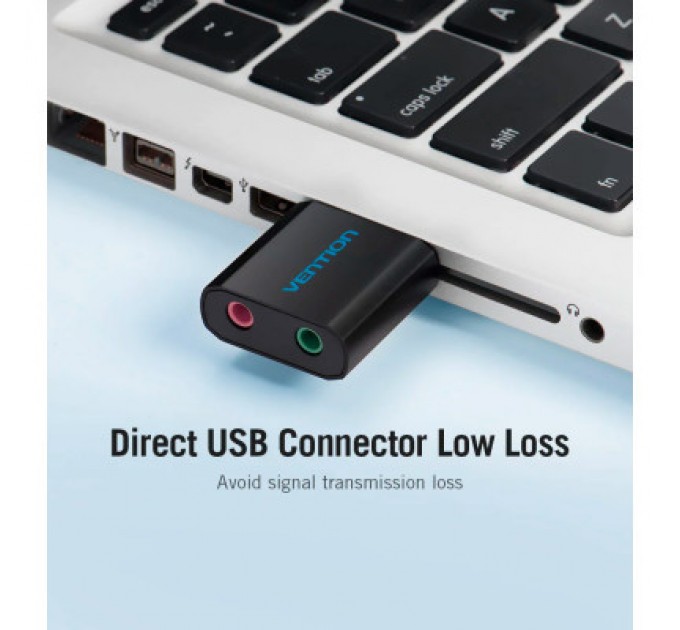 Vention Звукова плата Vention Audio USB 2х3,5mm jack Metal (VAB-S17-B)