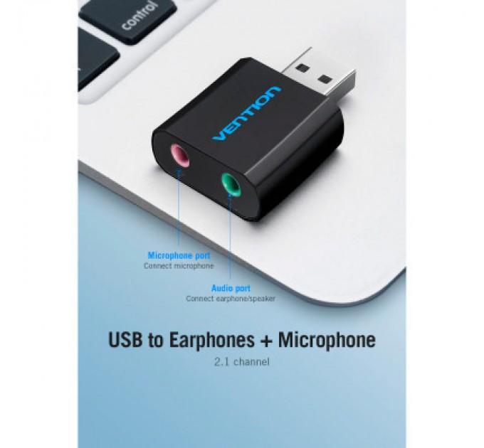 Vention Звукова плата Vention Audio USB 2х3,5mm jack Metal (VAB-S17-B)
