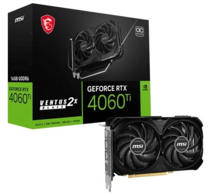 MSI Відеокарта MSI GeForce RTX4060Ti 16Gb VENTUS 2X OC BLACK (RTX 4060 Ti VENTUS 2X BLACK 16G OC)