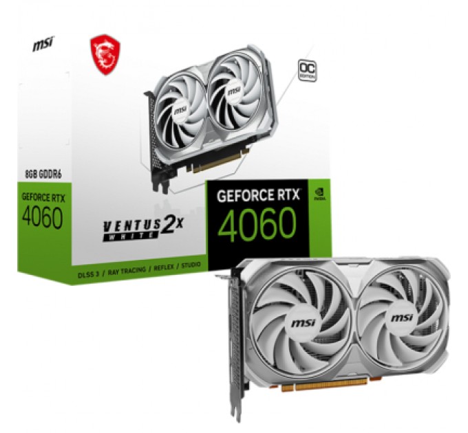 MSI Відеокарта MSI GeForce RTX4060 8Gb VENTUS 2X WHITE OC (RTX 4060 VENTUS 2X WHITE 8G OC)